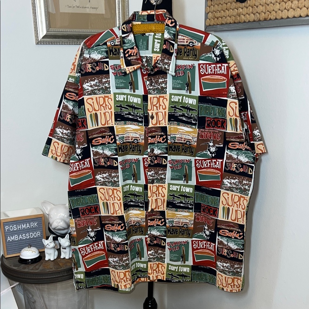 Surf’s Up! Graphic High Seas Trading Co Short-Sleeve Button-Up Sz.3XL